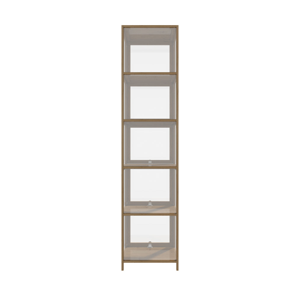 Oikiture Display Cabinet Slim 5-Tier Shelves Clear Oak
