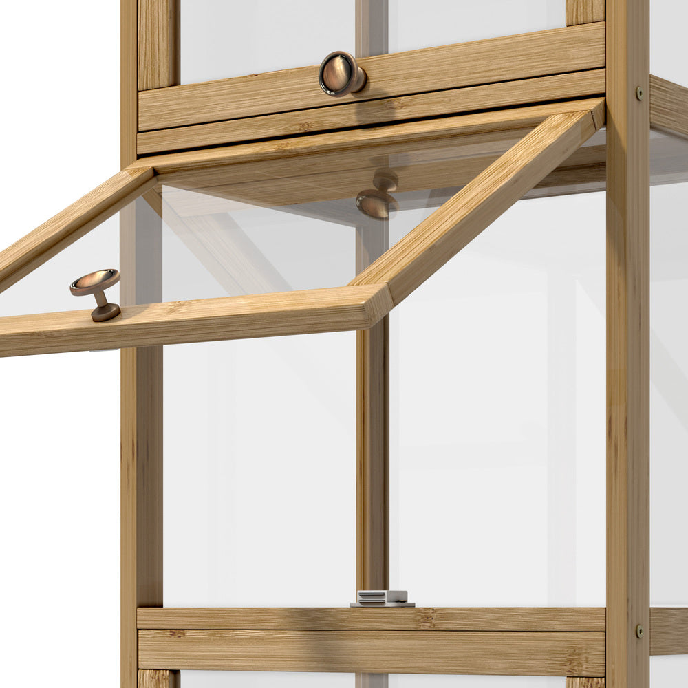 Oikiture Display Cabinet Slim 5-Tier Shelves Clear Oak