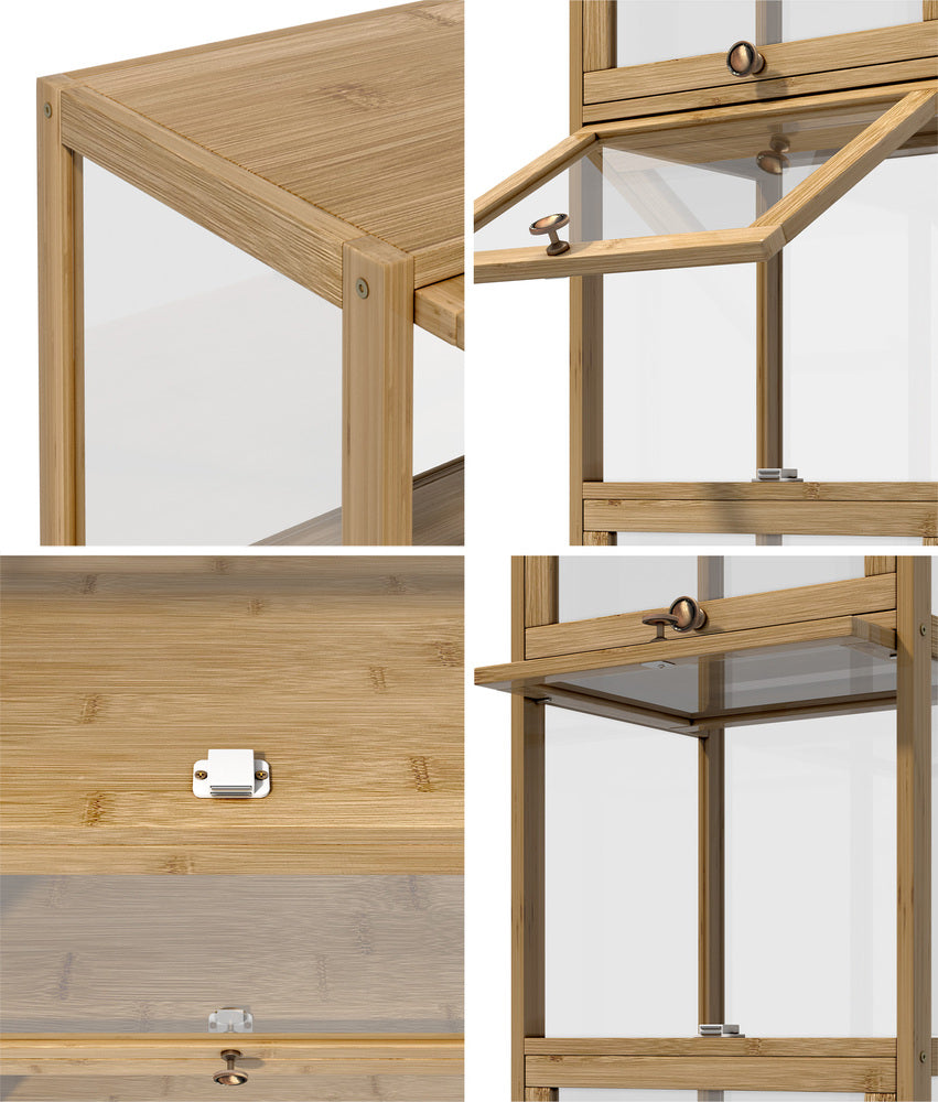 Oikiture Display Cabinet Slim 5-Tier Shelves Clear Oak