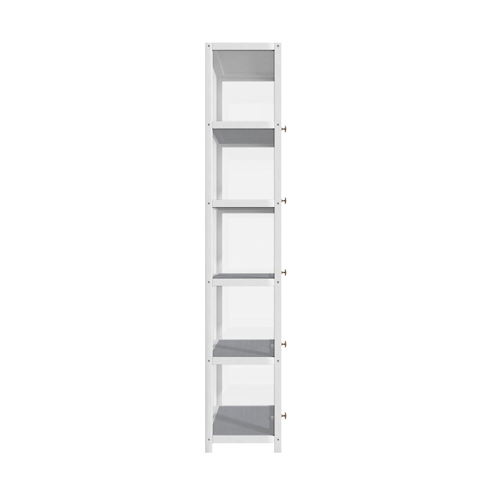 Oikiture Display Cabinet Slim 5-Tier Shelves Clear White