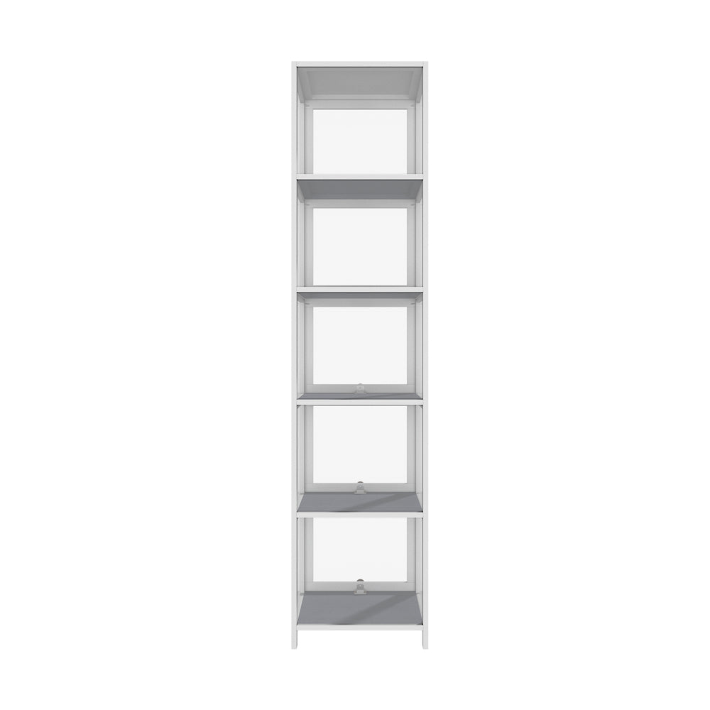 Oikiture Display Cabinet Slim 5-Tier Shelves Clear White