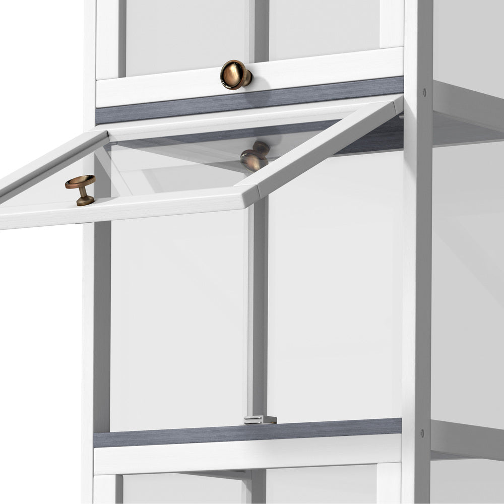 Oikiture Display Cabinet Slim 5-Tier Shelves Clear White