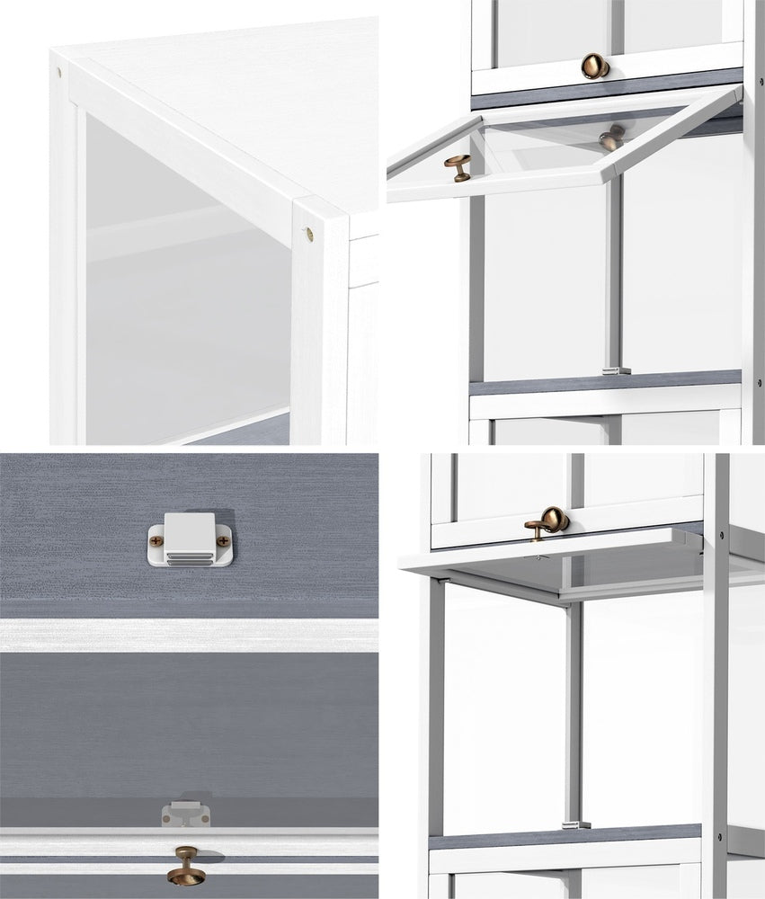 Oikiture Display Cabinet Slim 5-Tier Shelves Clear White