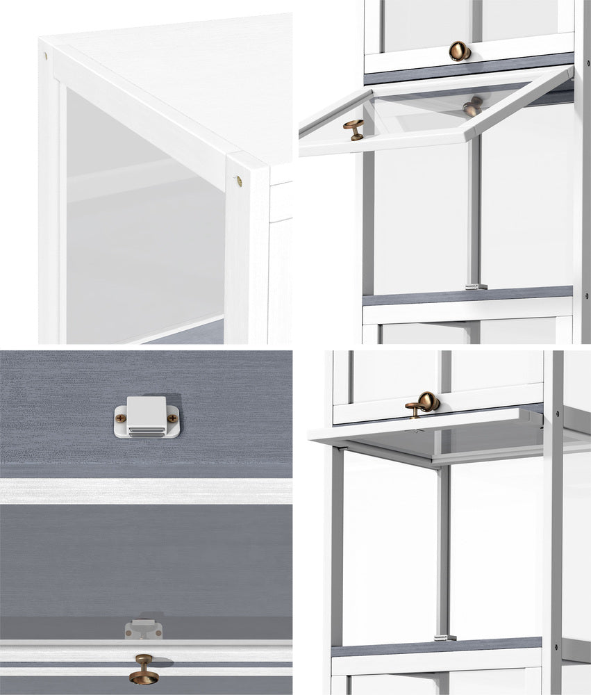 Oikiture Display Cabinet Slim 5-Tier Shelves Clear White