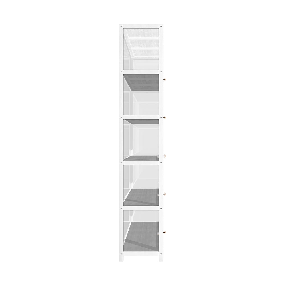 Oikiture Display Cabinet 5 Tiers Clear Door White