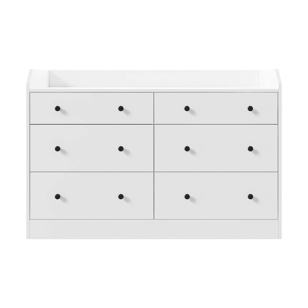 Oikiture Buffet Sideboard Hamptons Style 6 Drawers White