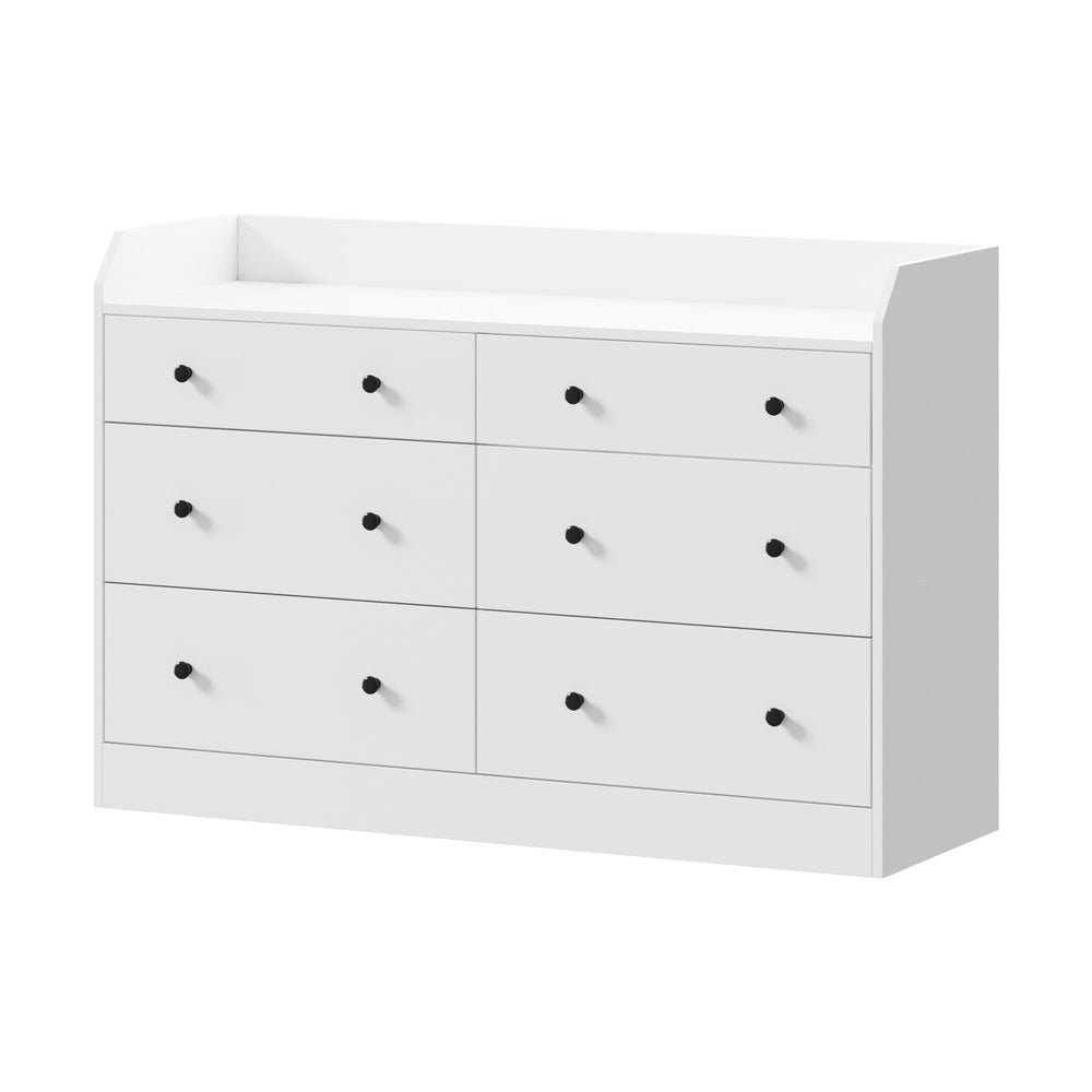 Oikiture Buffet Sideboard Hamptons Style 6 Drawers White