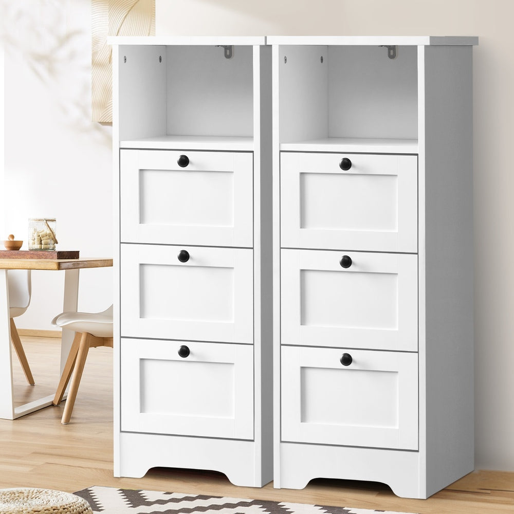 Oikiture 2x Chest of Drawers Storage Cabinet Dresser Tallboy Hamptons