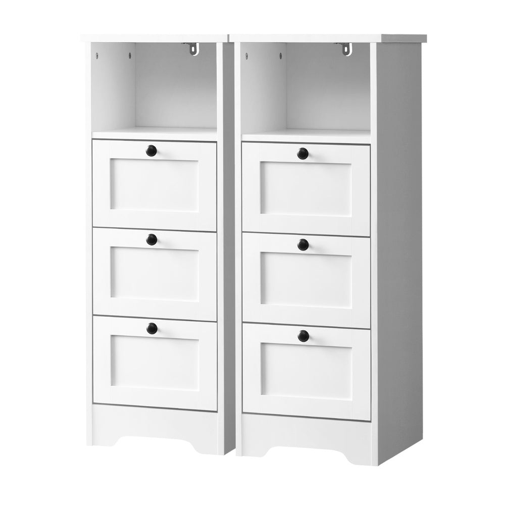 Oikiture 2x Chest of Drawers Storage Cabinet Dresser Tallboy Hamptons
