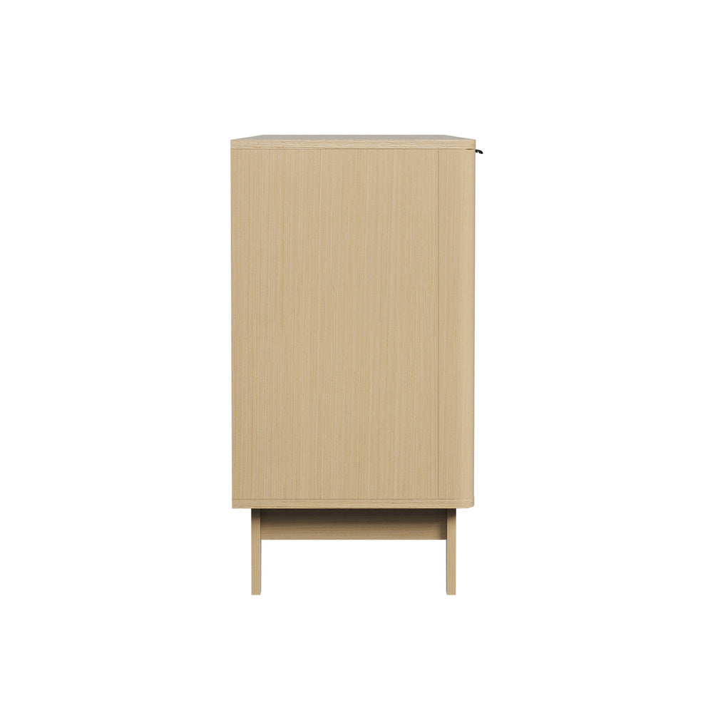 Oikiture Buffet Sideboard Storage Cabinet 4 Doors Cupboard Natural