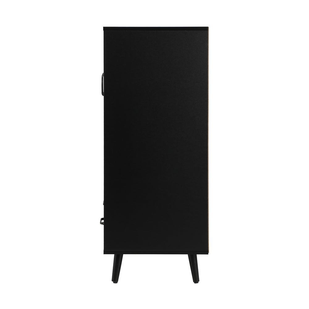 Oikiture Sideboard with Pull Up Drawers and Glass Doors