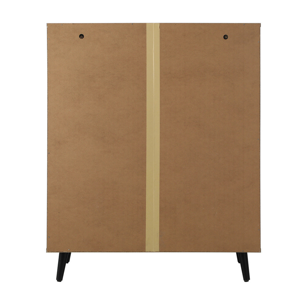 Oikiture Sideboard with Pull Up Drawers and Glass Doors