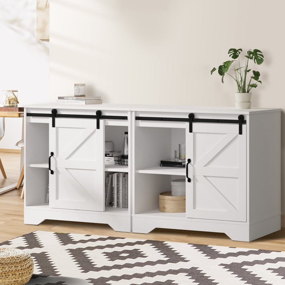 Oikiture 2x Buffet Sideboard Cabinet Storage Cupboard White