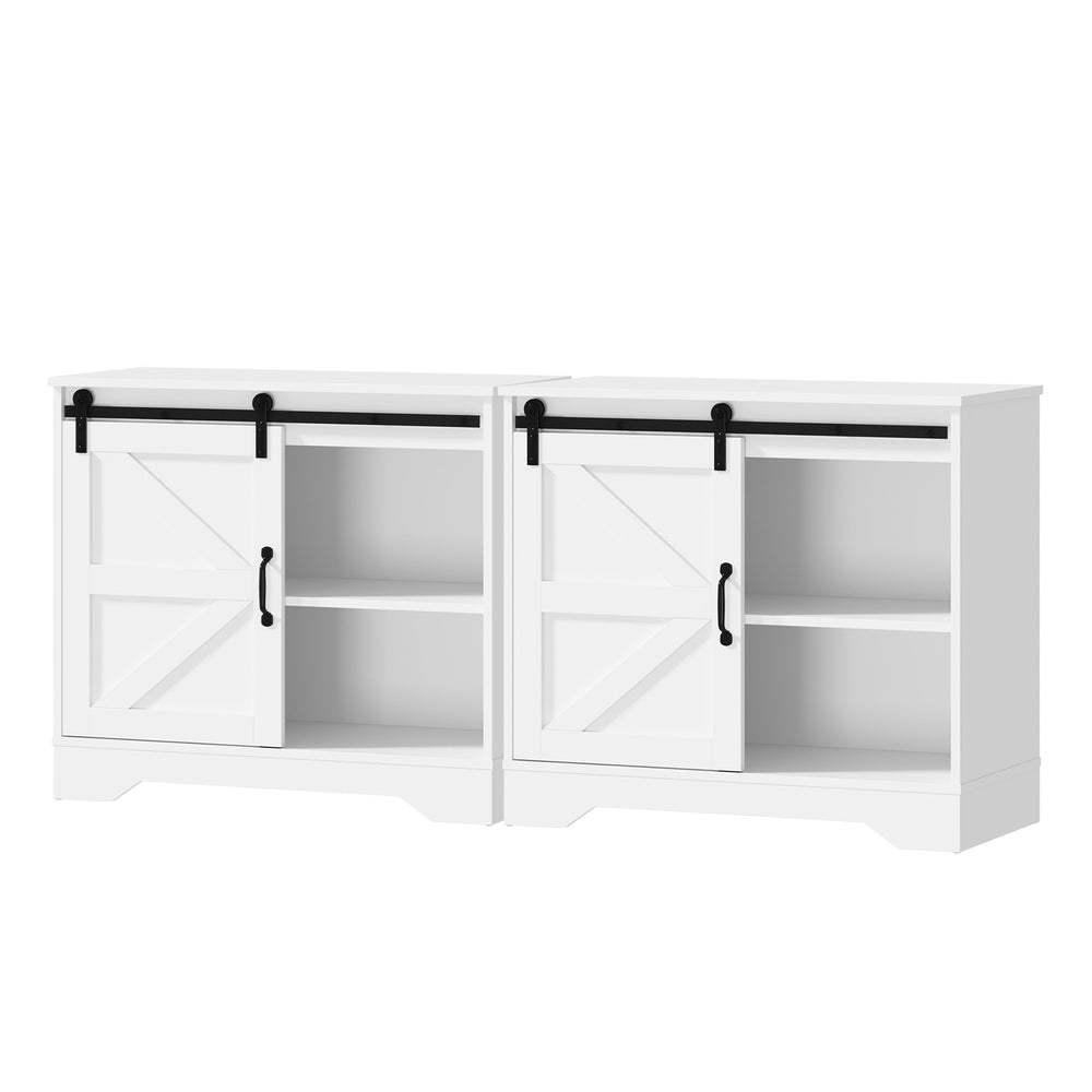 Oikiture 2x Buffet Sideboard Cabinet Storage Cupboard White