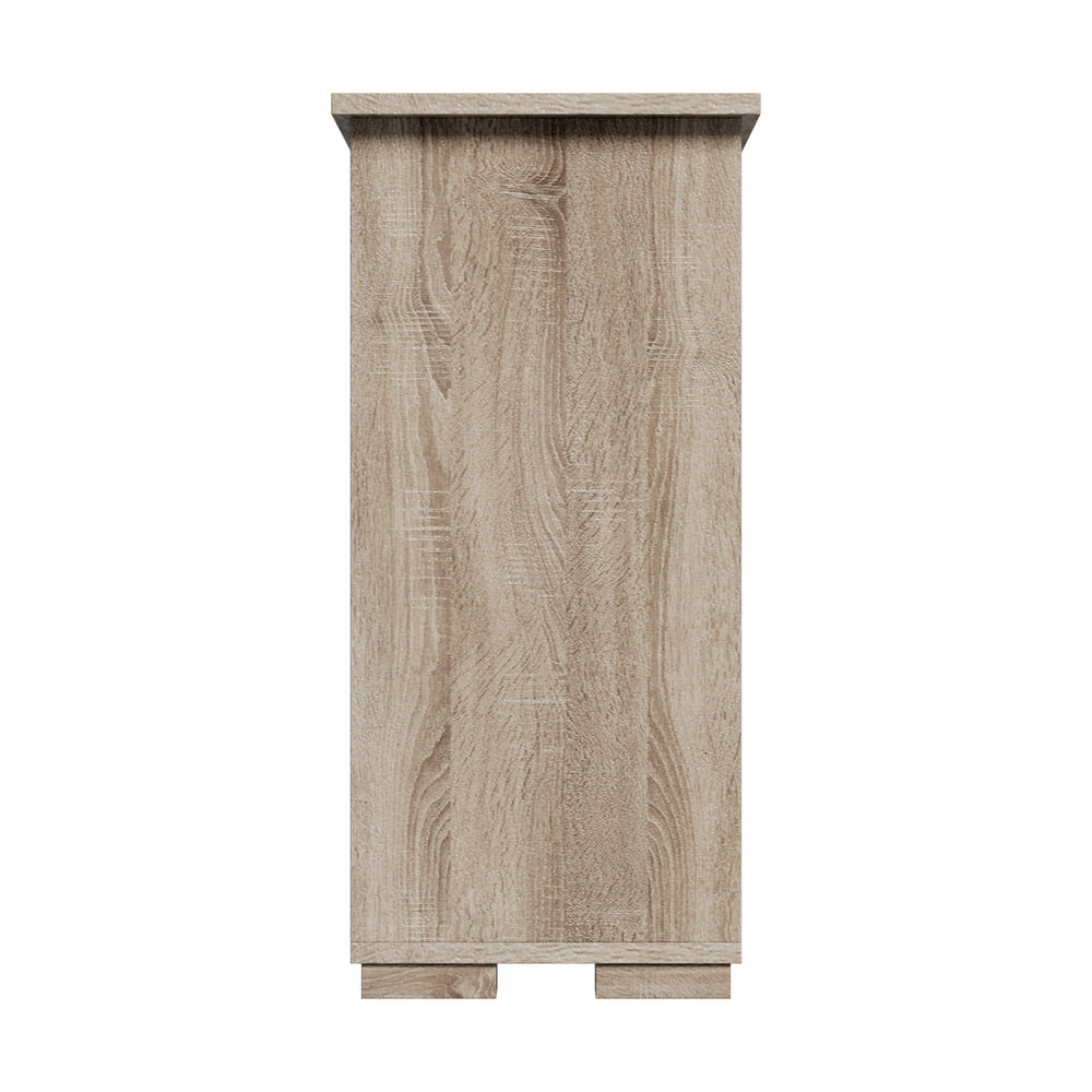 Oikiture Sideboard Buffet Glass Sliding Door Natural