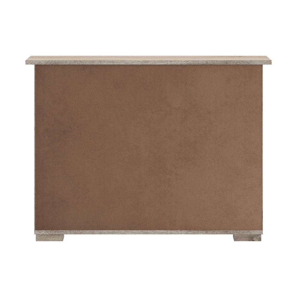 Oikiture Sideboard Buffet Glass Sliding Door Natural