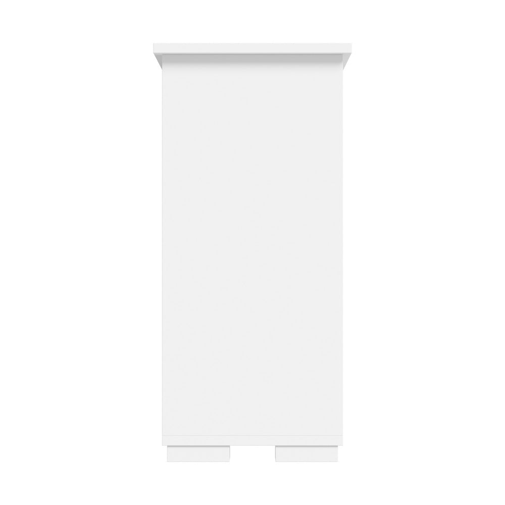 Oikiture Sideboard Buffet Glass Sliding Door White