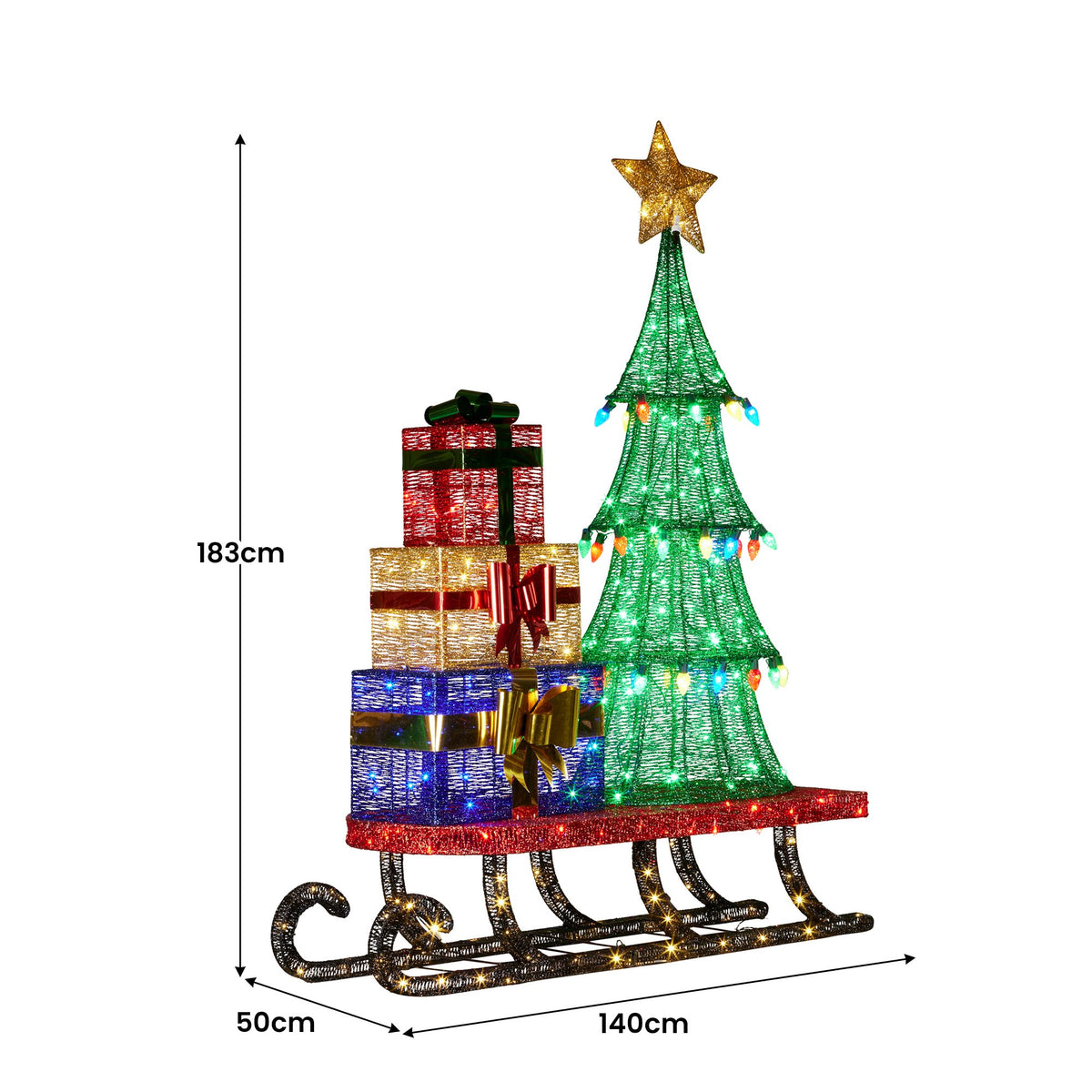 Christabelle Christmas Display Sled with Tree and Presents - 183cm