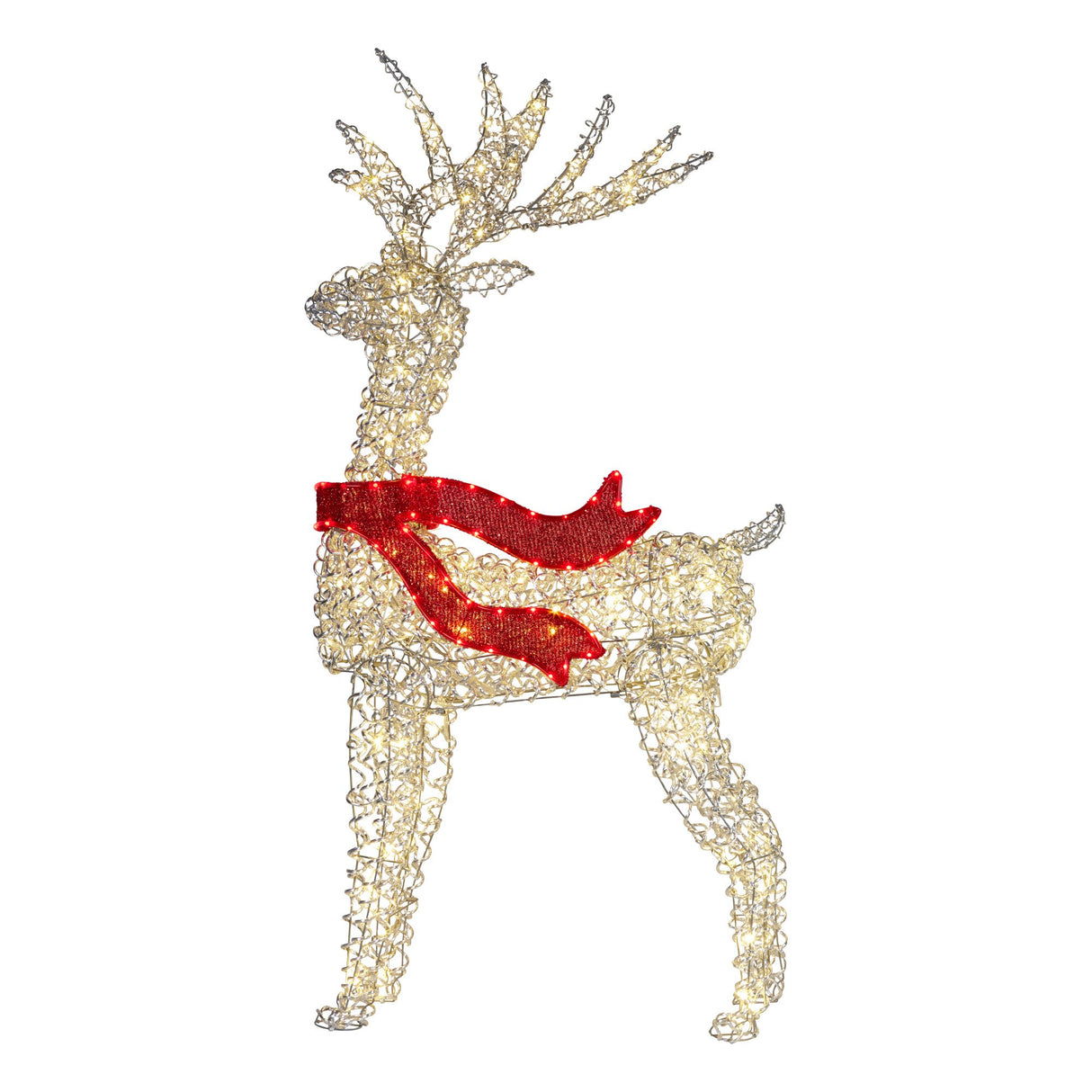 Christabelle 150cm Christmas Reindeer Display LED Lights Red Bow Aluminium Frame Xmas Decor