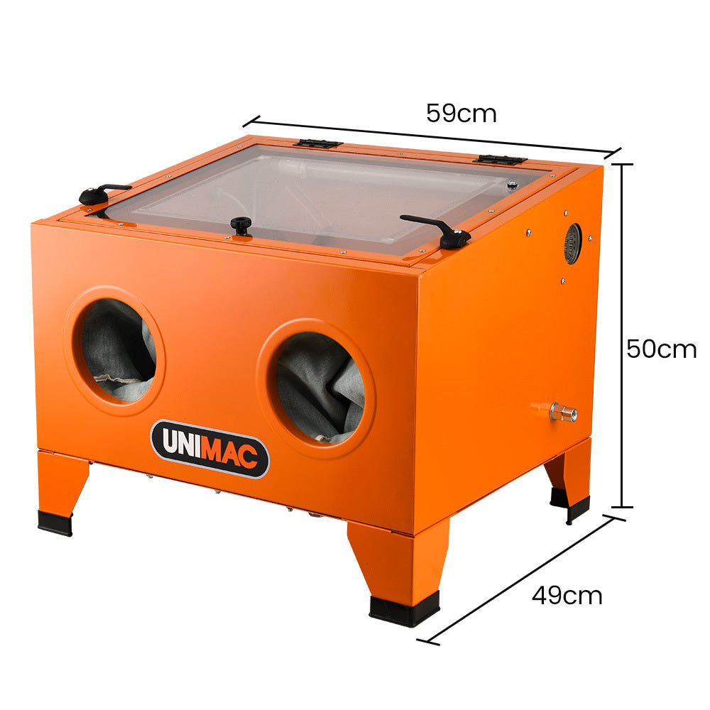 UNIMAC 90L Benchtop Sandblasting Cabinet, with Sandblast Gun Set with Hose, LED Light