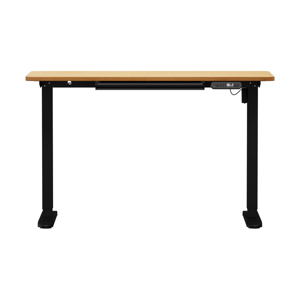 Oikiture 120CM Electric Standing Desk with Drawer Height Adjustable Black & Oak