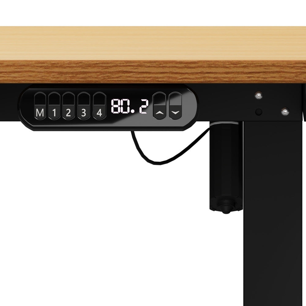 Oikiture 120CM Electric Standing Desk with Drawer Height Adjustable Black & Oak