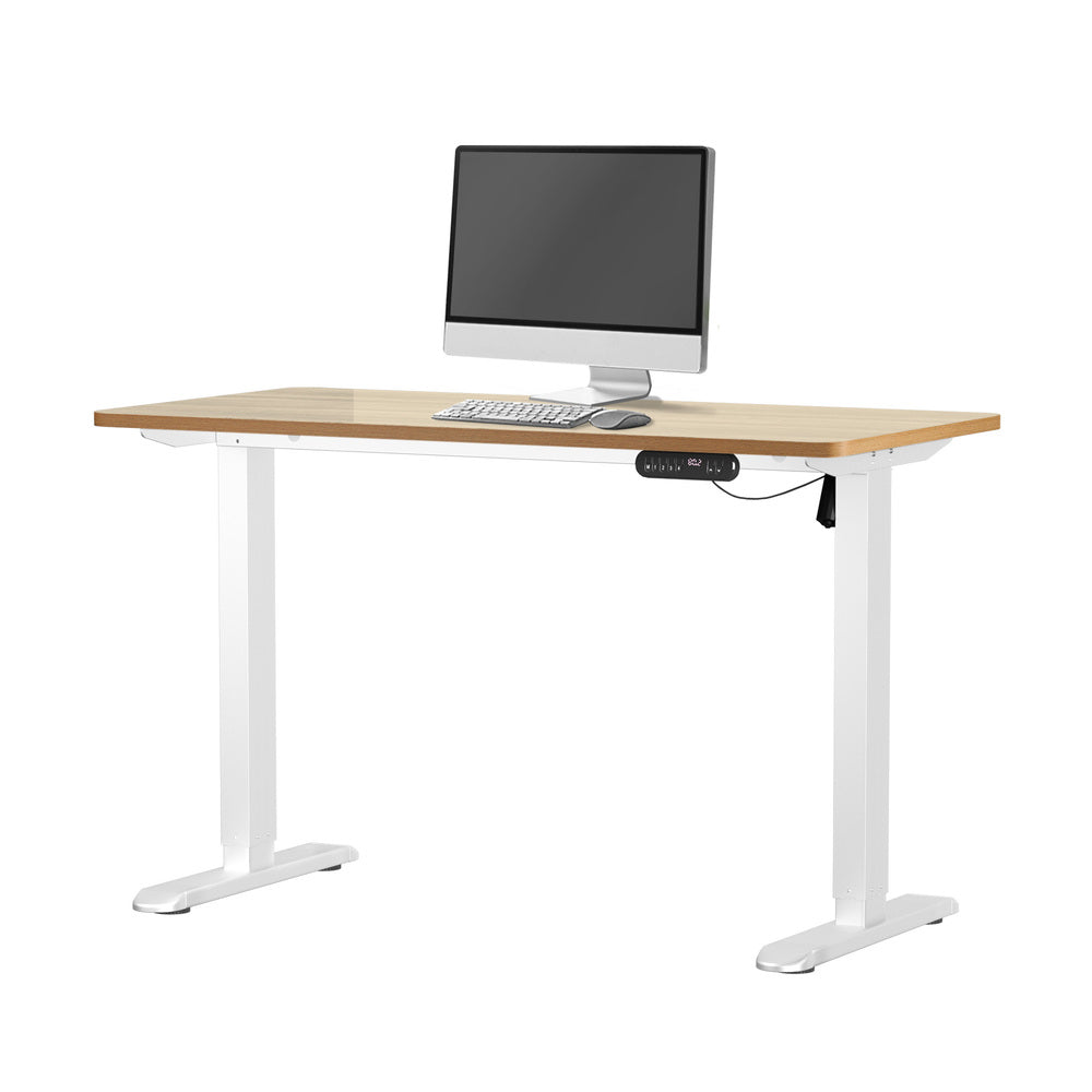 Oikiture 120CM Electric Standing Desk Single Motor White&Oak