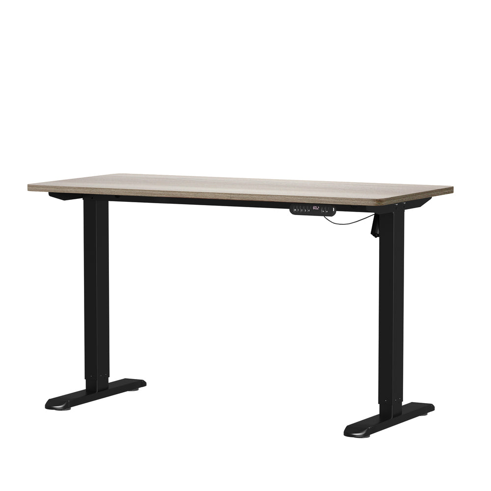Oikiture Electric Standing Desk Single Motor Black&Grey-Oak 140CM