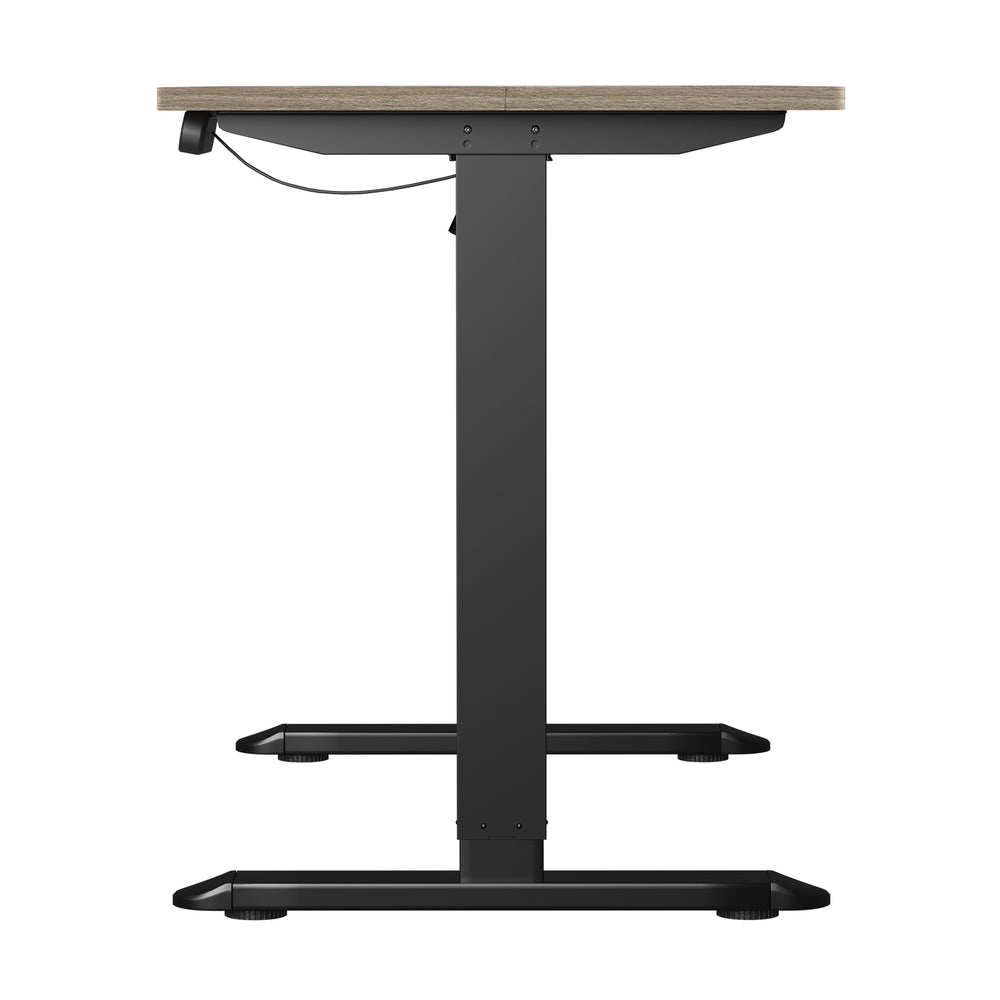 Oikiture Electric Standing Desk Single Motor Black&Grey-Oak 140CM