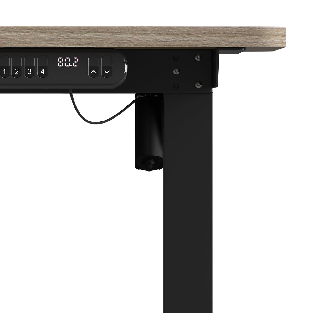 Oikiture Electric Standing Desk Single Motor Black&Grey-Oak 140CM