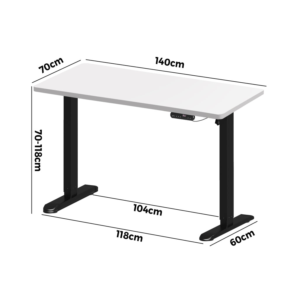 Oikiture Electric Standing Desk Single Motor Black&White 140CM