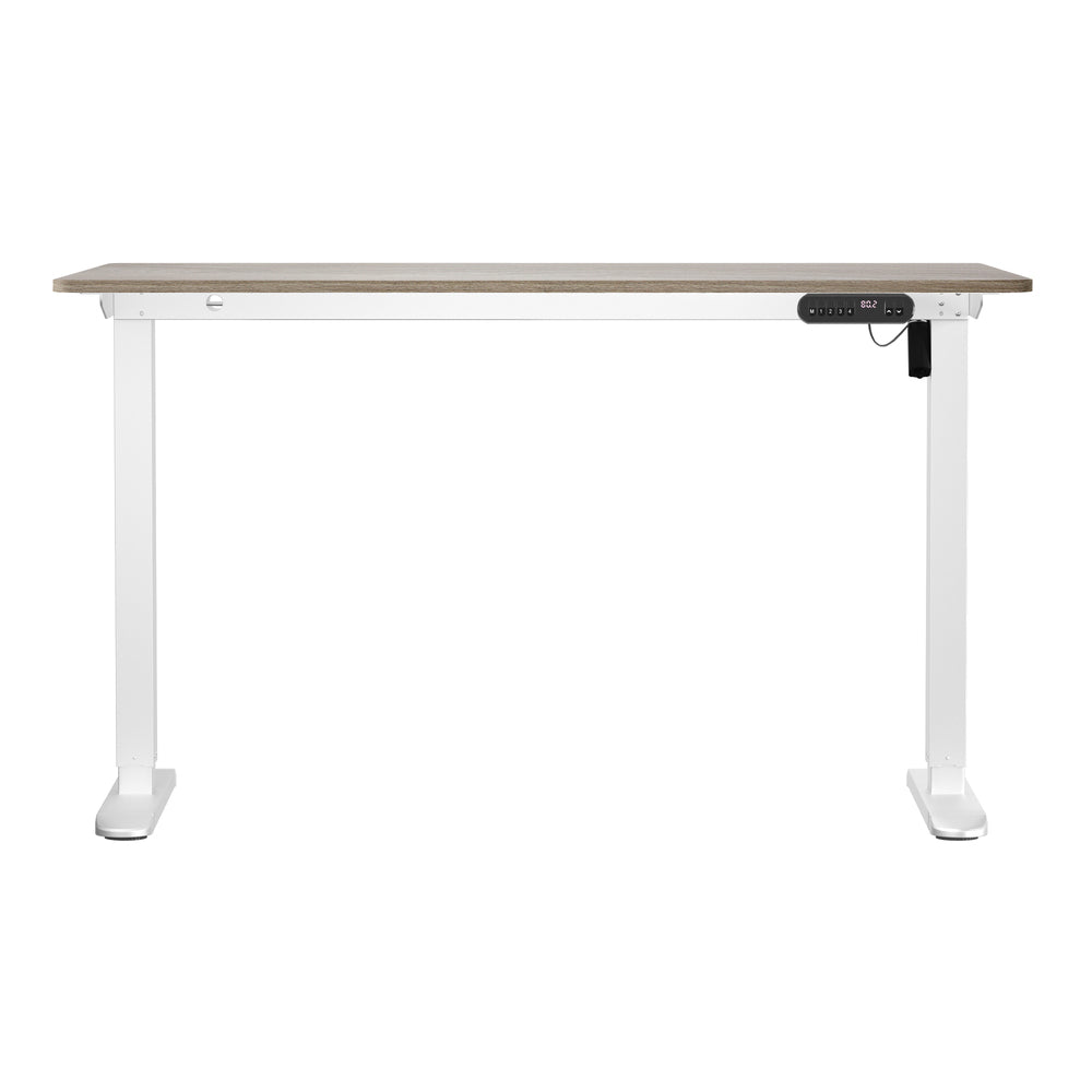 Oikiture Electric Standing Desk Single Motor White&Grey-Oak 140CM