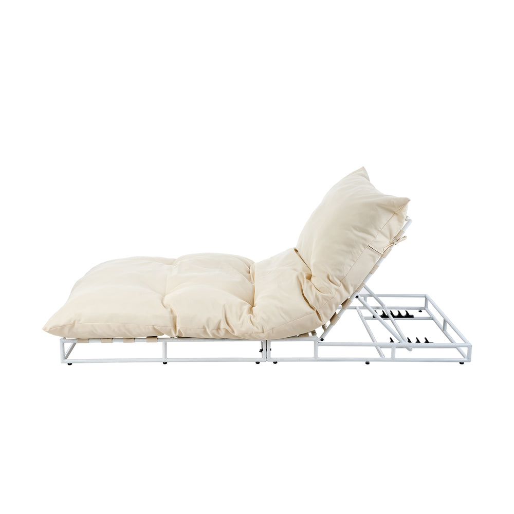 Livsip Outdoor Sun Lounge Day Bed Patio Chair Beige