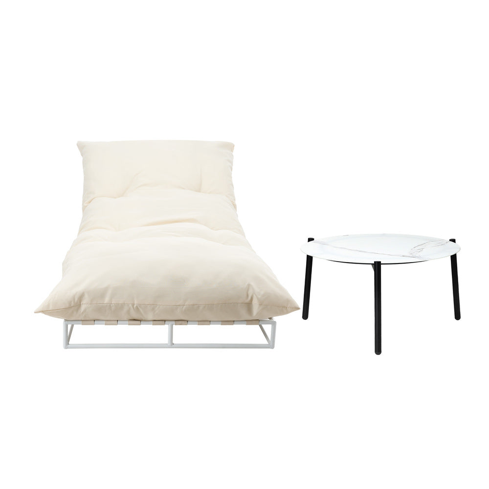 Livsip Outdoor Sun Lounger with Table Outdoor Patio Set Beige