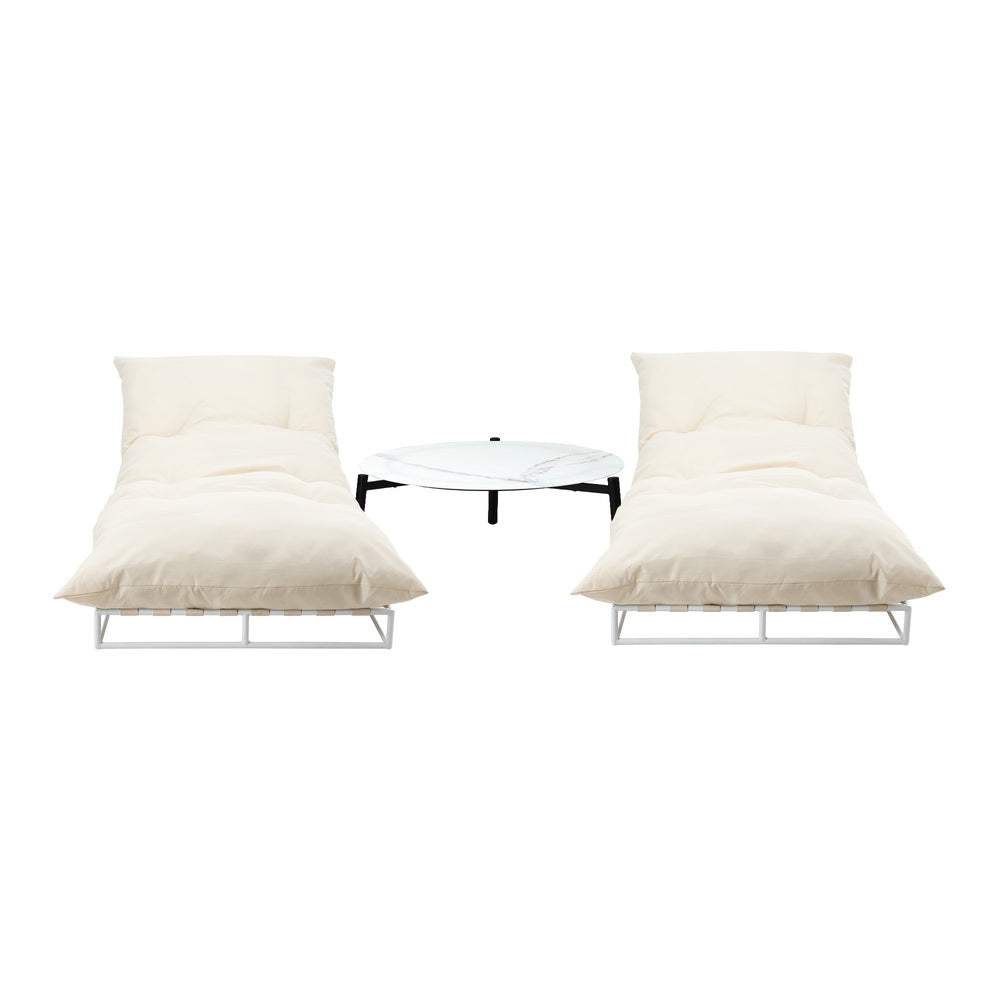 Livsip 2PCS Sun Lounger with Table Outdoor Patio Set Beige