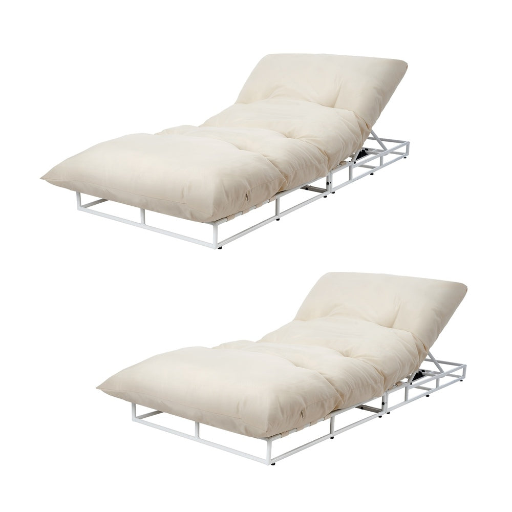 Livsip 2PCS Outdoor Sun Lounge Day Bed Patio Chairs