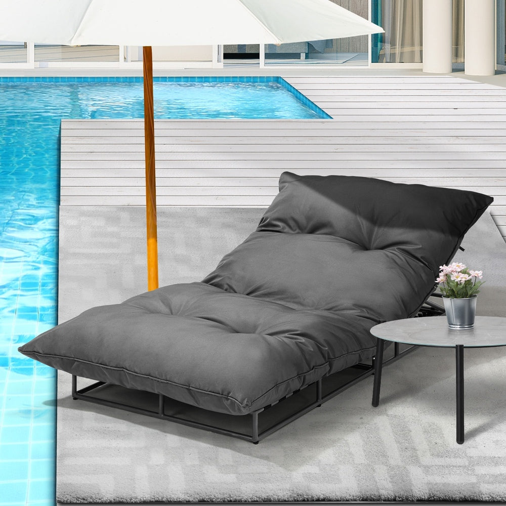 Livsip Outdoor Sun Lounger with Table Patio Set Grey