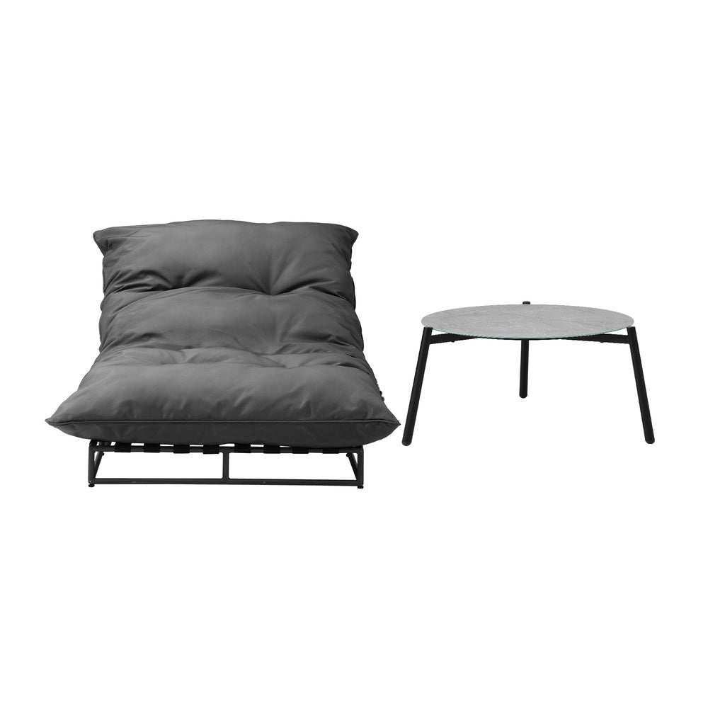 Livsip Outdoor Sun Lounger with Table Patio Set Grey