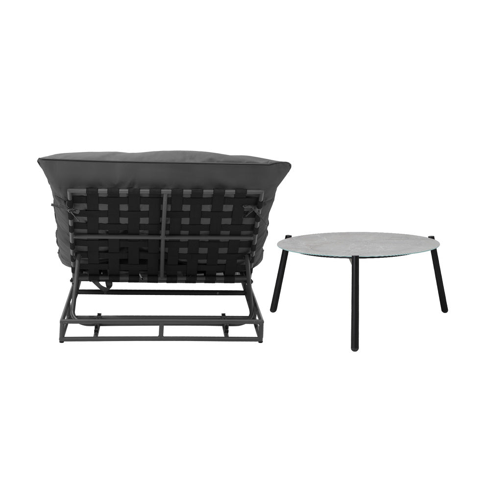 Livsip Outdoor Sun Lounger with Table Patio Set Grey