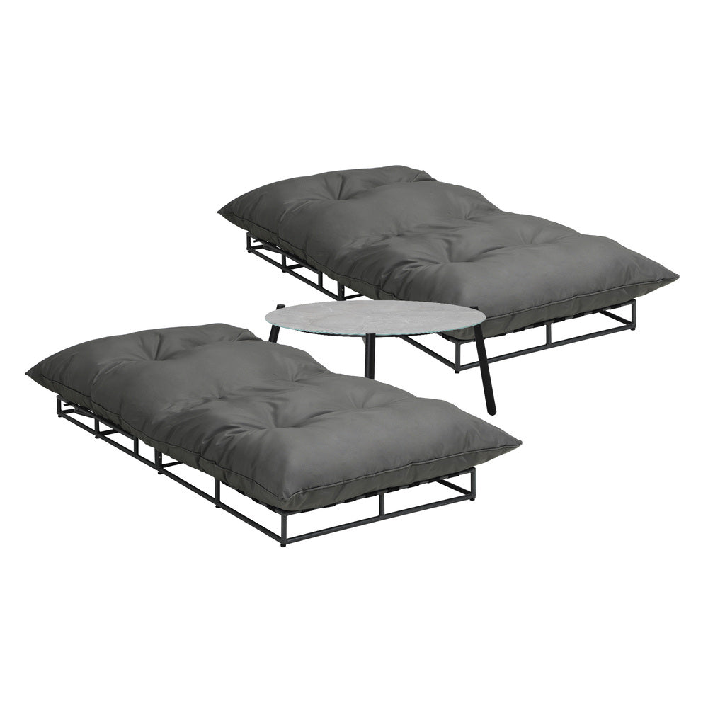 Livsip 2PCS Sun Lounger with Table Outdoor Patio Set Grey