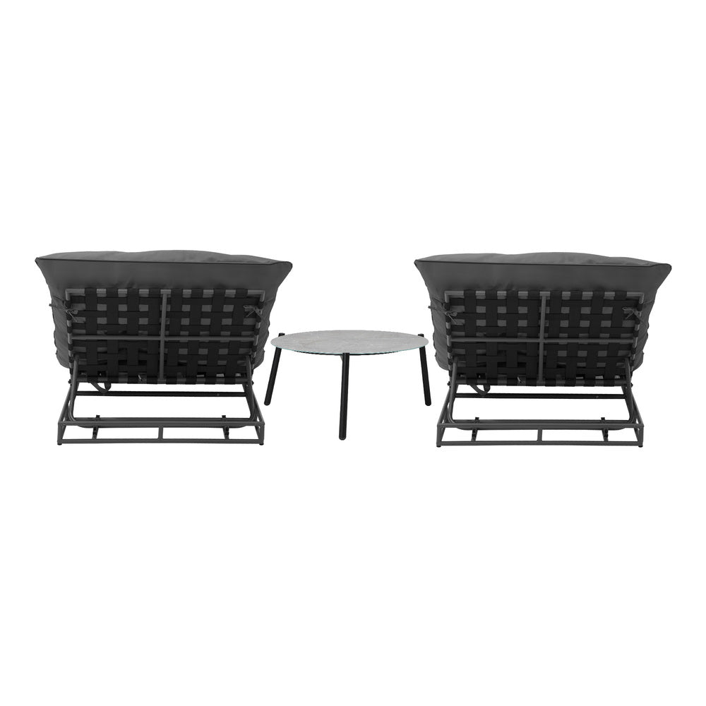 Livsip 2PCS Sun Lounger with Table Outdoor Patio Set Grey