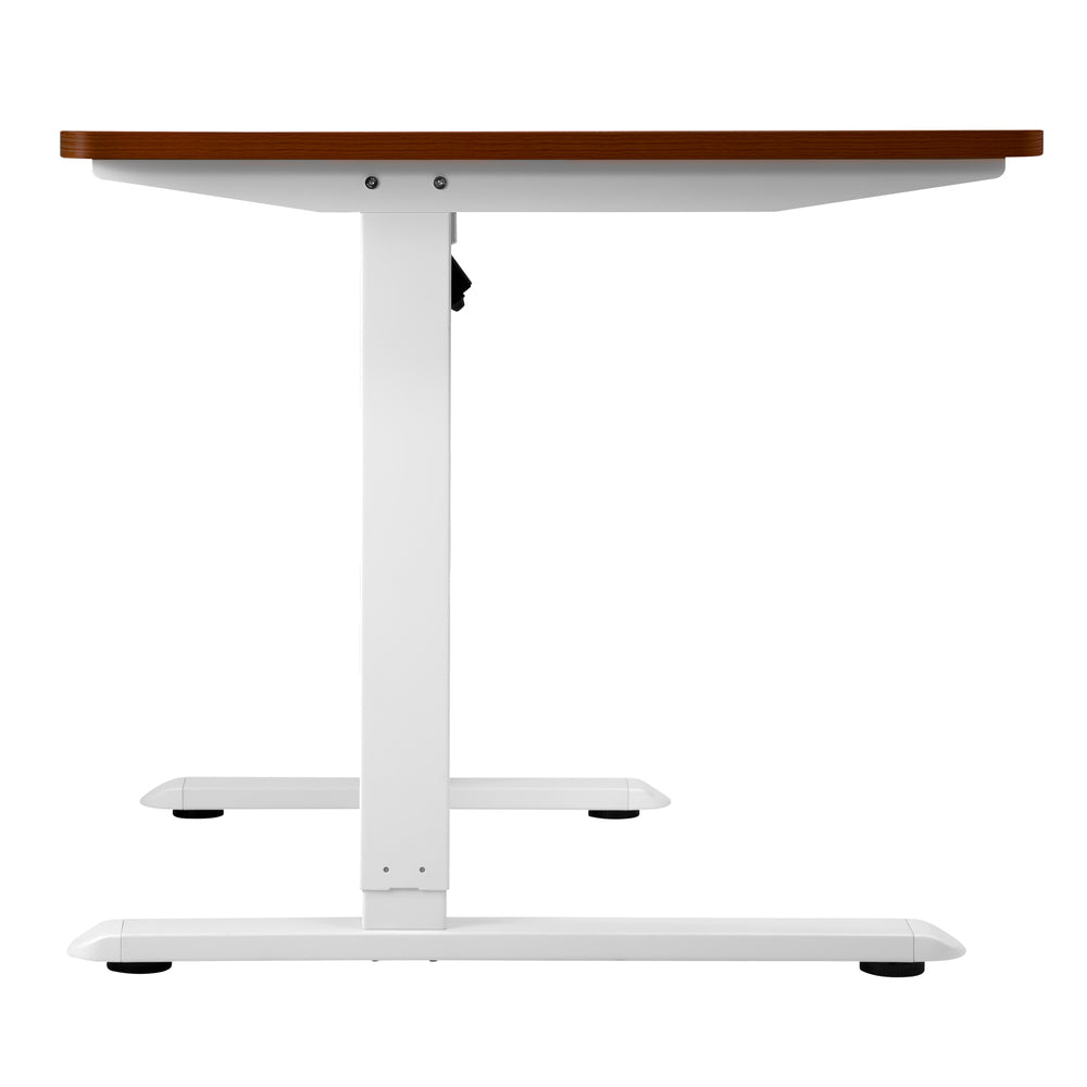 Oikiture L-shape Electric Standing Desk Single Motor 145CM White&Walnut