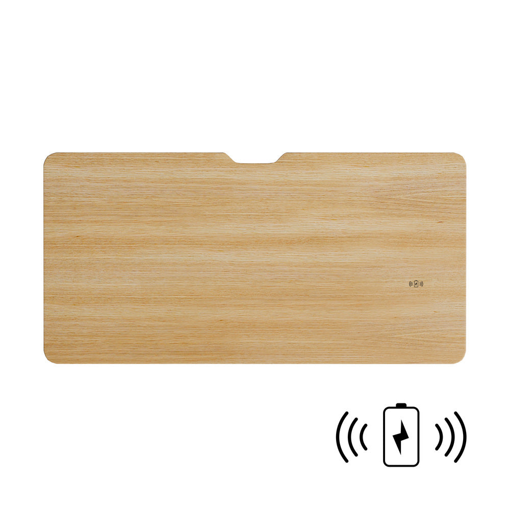 Oikiture Standing Desk Wireless Charging Single Motor 140CM Black&Oak