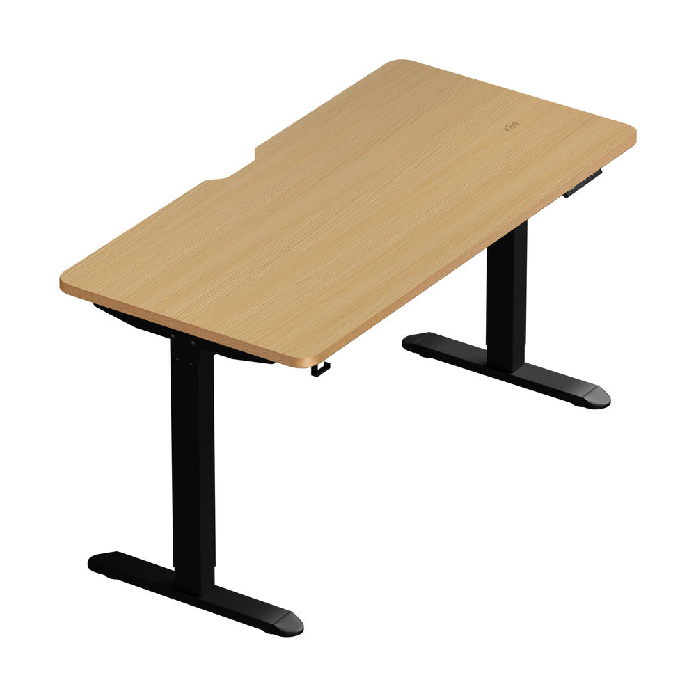 Oikiture Standing Desk Wireless Charging Single Motor 140CM Black&Oak