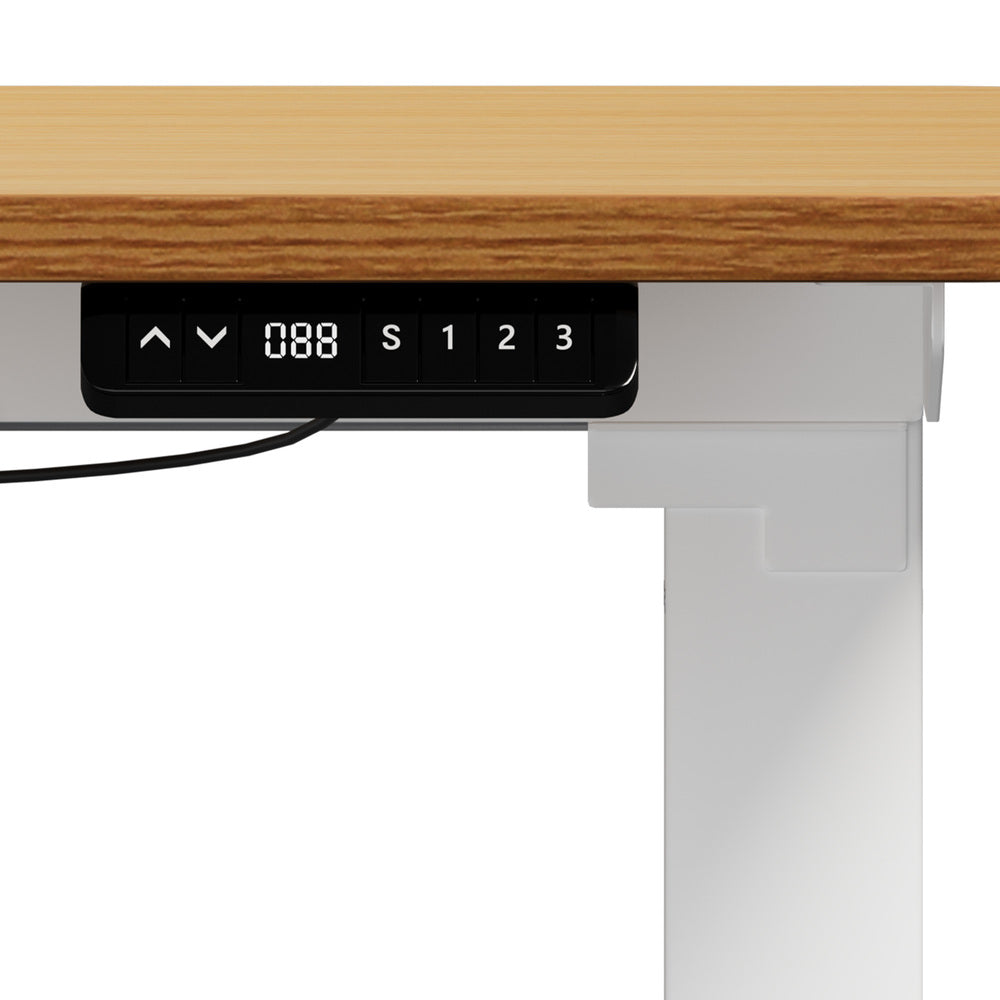 Oikiture 160cm Electric Standing Desk w/ Drawer Adjustable Oak White
