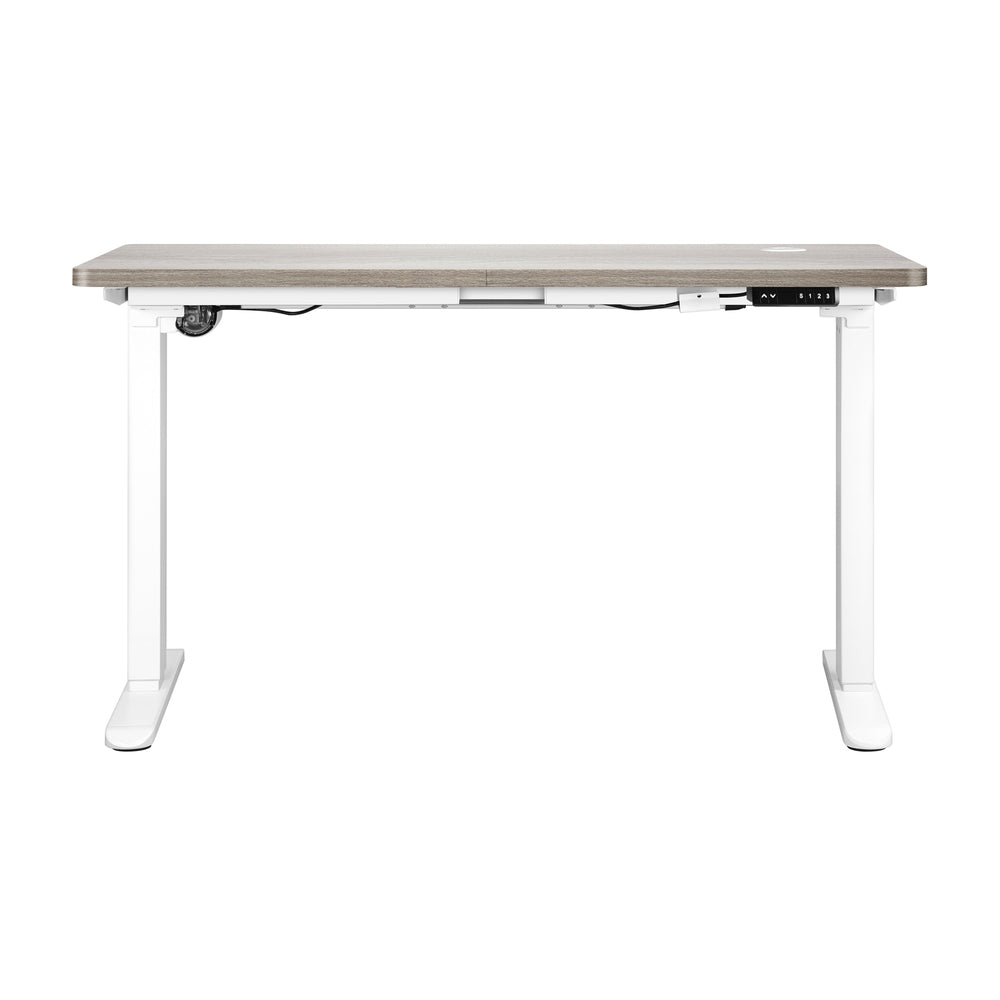 Oikiture 140cm Electric Standing Desk Single Motor White&Grey-Oak