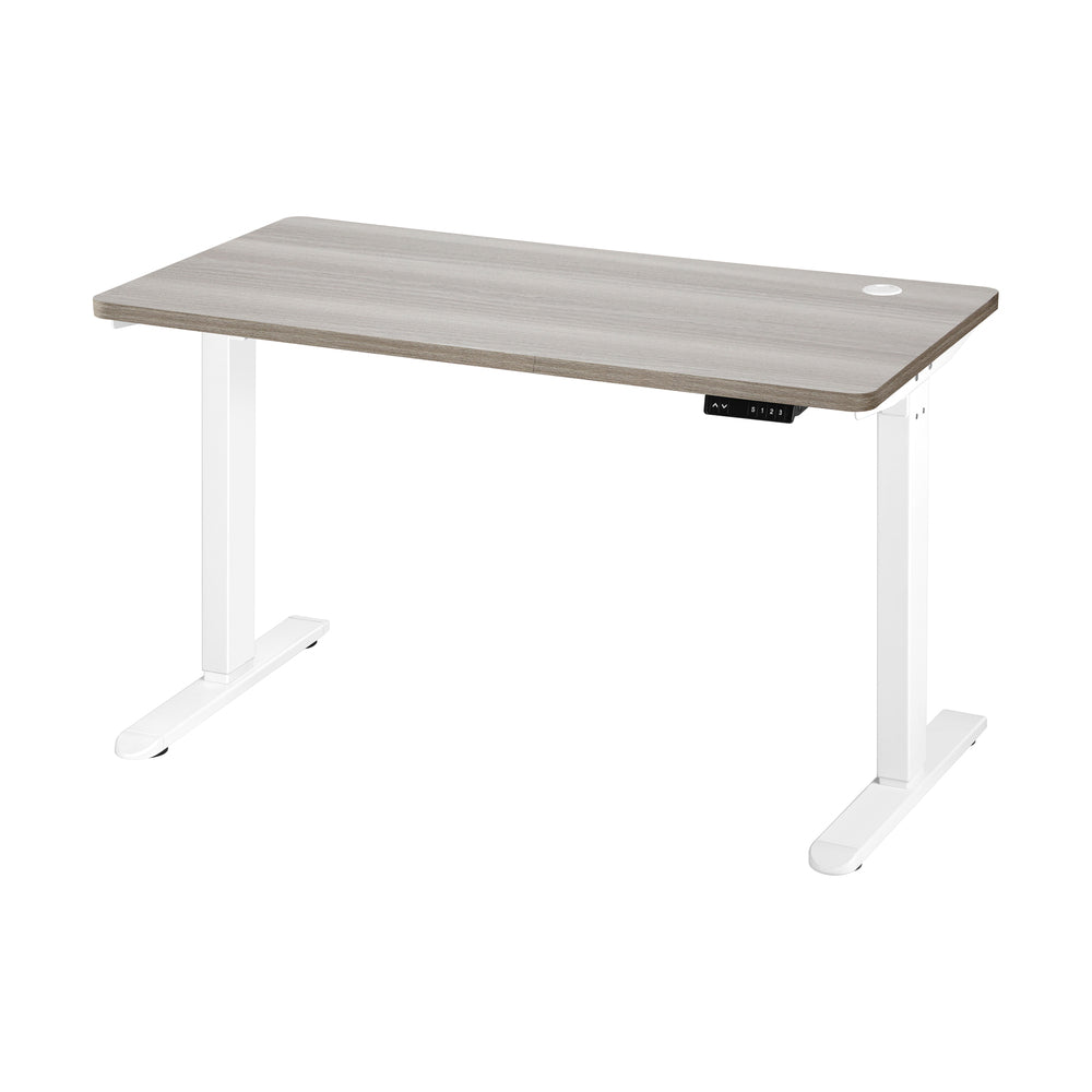 Oikiture 140cm Electric Standing Desk Single Motor White&Grey-Oak