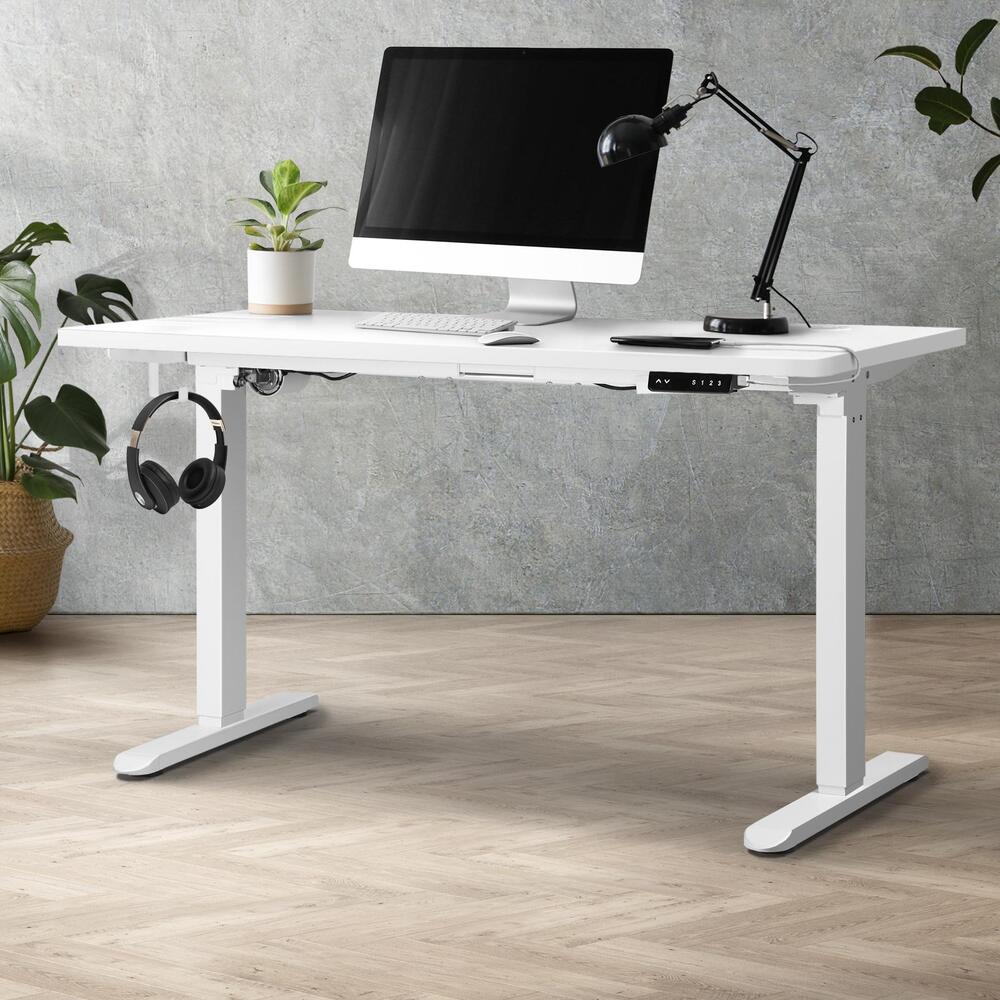 Oikiture Standing Desk Adjustable Motorised 140cm White