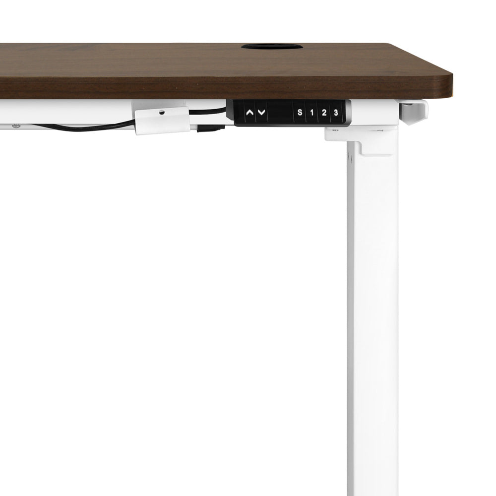 Oikiture Standing Desk Adjustable Motorised 140cm White&Walnut