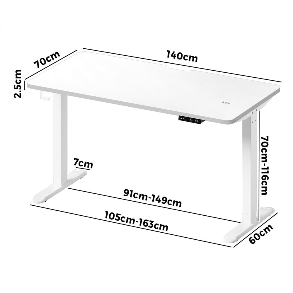 Oikiture Standing Desk Wireless Charging Single Motor 140CM White